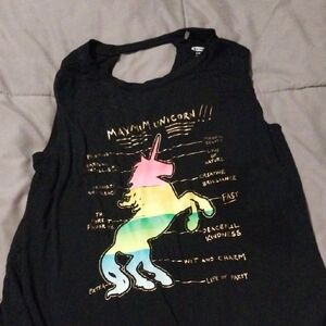 X-Appeal Black Tank Top with Rainbow Unicorn